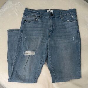 Loft high rise skinny ankle ripped jeans